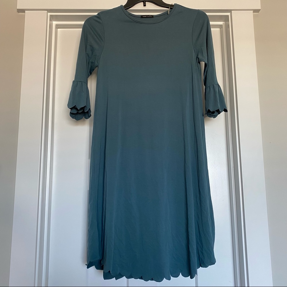 Called to Surf Blue Scalloped Swing Dress